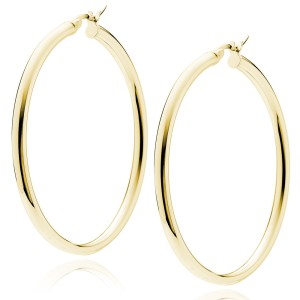 Cercei rotunzi argint placati cu aur galben Ø50 mm x 3 mm Classic Hoops DiAmanti KHR350G-DIA (Argint 925‰ 7,4 g.)